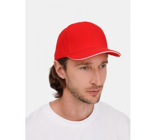 Бейсболка Classic 2.0, красная с белым кантом