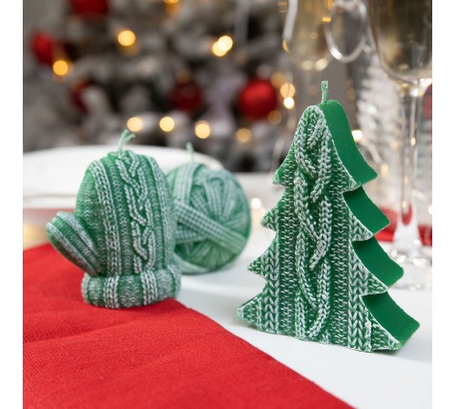 Свеча Kniteam, елка, зеленая