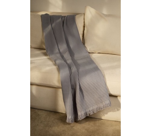 Плед вафельный Elenglect, светло-серый