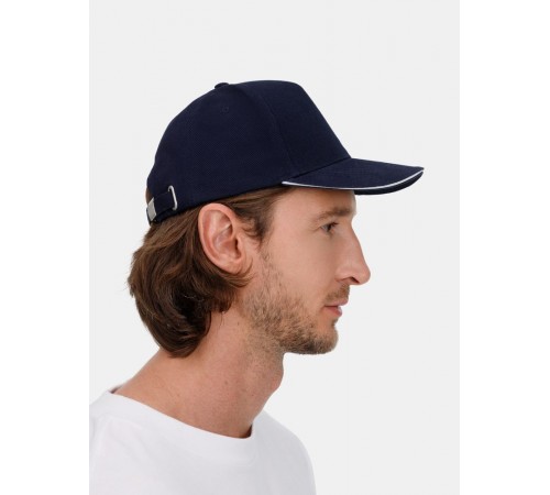 Бейсболка Classic 2.0, темно-синяя с белым кантом