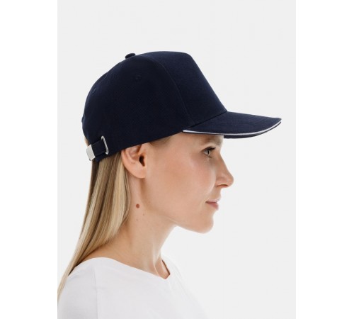 Бейсболка Classic 2.0, темно-синяя с белым кантом