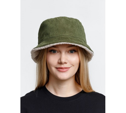 Панама Bucket двусторонняя утепленная, хаки с бежевым