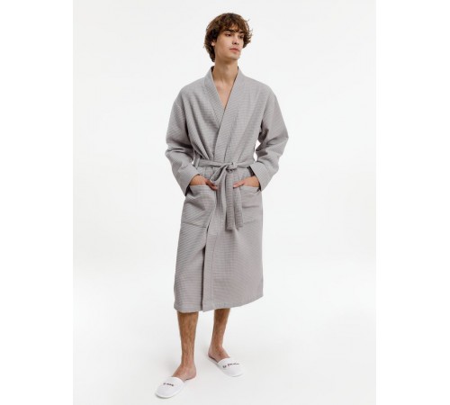 Халат вафельный Kimono, светло-серый