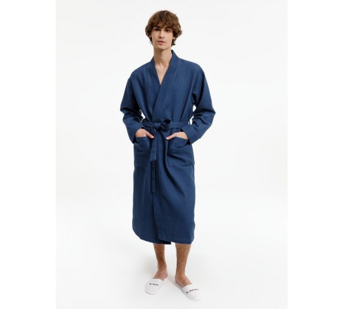 Халат вафельный Kimono, темно-синий