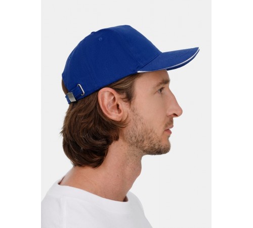 Бейсболка Classic 2.0, ярко-синяя с белым кантом