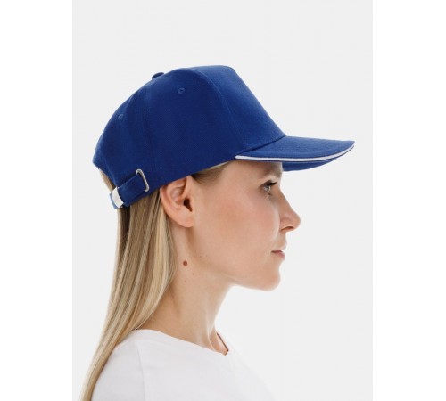 Бейсболка Classic 2.0, ярко-синяя с белым кантом