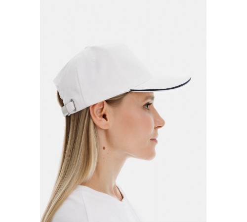 Бейсболка Classic 2.0, белая с темно-синим кантом