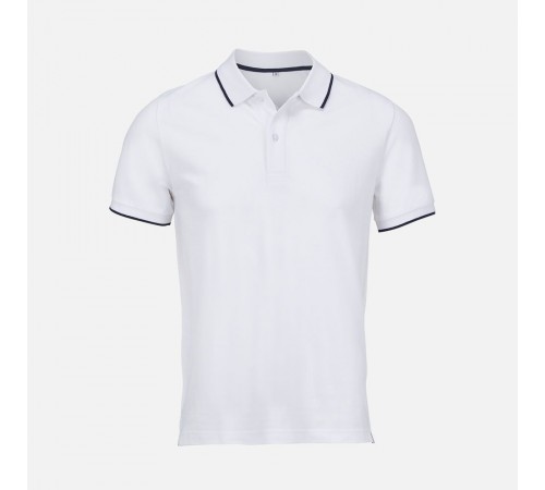 Рубашка поло унисекс Palermo, белая с темно-синим