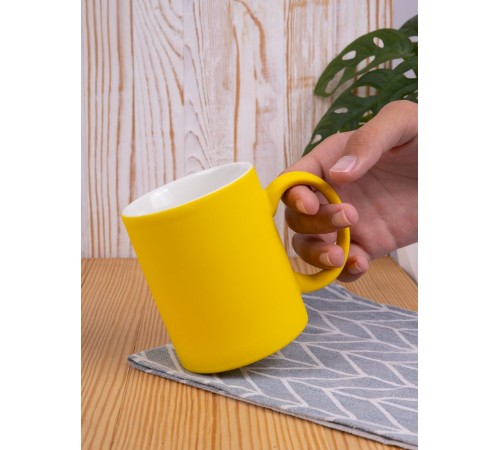 Кружка Promo Soft с покрытием софт-тач, желтая