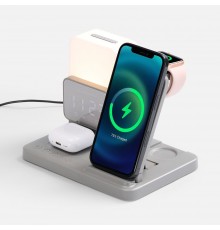 Зарядная станция с электронными часами и подсветкой Large Charge ver.3, серая