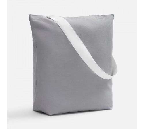 Шопер B5, серый с широкими белыми ручками