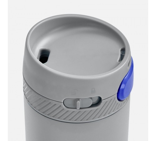 Термостакан X1 с цветной кнопкой, серый с синим