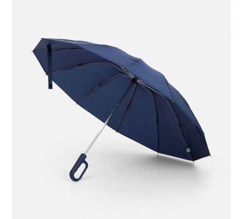 Зонт обратного сложения inLoop с ручкой-карабином, темно-синий