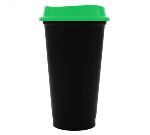 Стакан с крышкой Color Cap Black, черный с зеленым