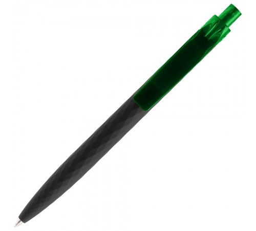 Ручка шариковая Prodir QS01 PRT-T Soft Touch, черная с зеленым