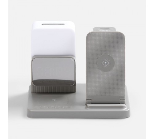 Зарядная станция с электронными часами и подсветкой Large Charge ver.3, серая