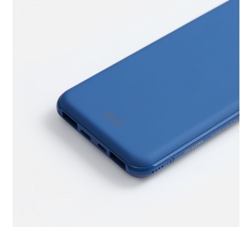 Аккумулятор с беспроводной зарядкой All Day Wireless 10000 мАч, синий Аккумулятор с беспроводной зарядкой All Day Wireless 10000 мАч, синий