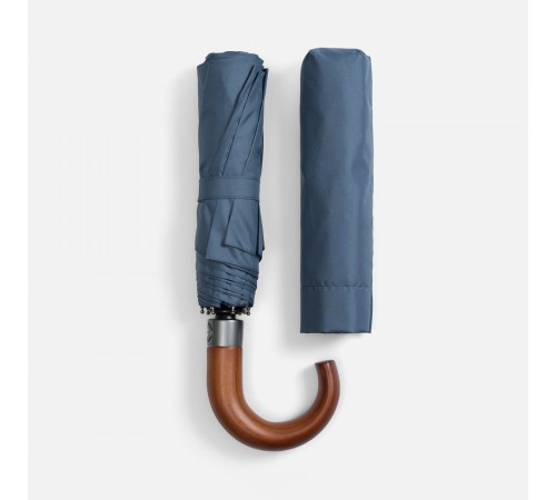 Зонт складной Classic, темно-синий с темной ручкой