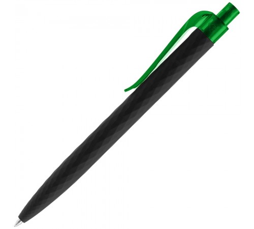 Ручка шариковая Prodir QS01 PRT-T Soft Touch, черная с зеленым