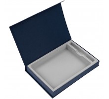 Коробка Silk с ложементом под ежедневник 15х21 см и ручку, ver.2, темно-синяя