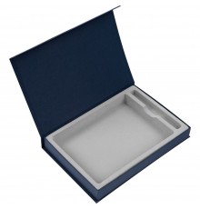 Коробка Silk с ложементом под ежедневник 15х21 см и ручку, ver.2, темно-синяя
