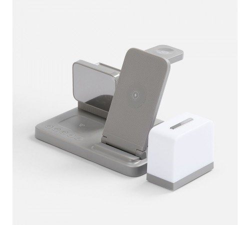 Зарядная станция с электронными часами и подсветкой Large Charge ver.3, серая