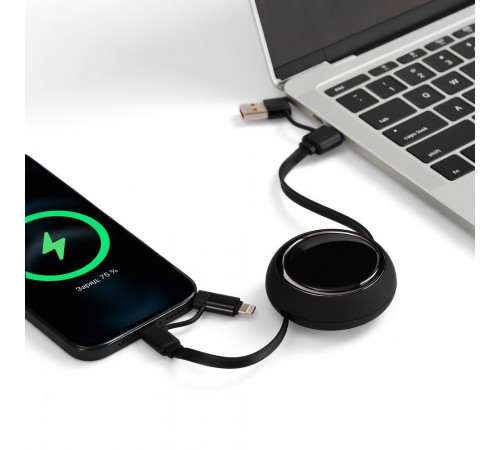 Складной кабель с переходниками pocketCoil, черный