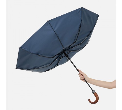 Зонт складной Classic, темно-синий с темной ручкой