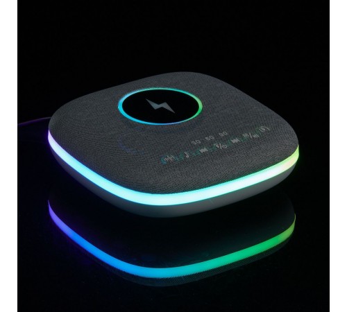 Bluetooth-колонка с беспроводной зарядкой и подсветкой Terrafonic, серая