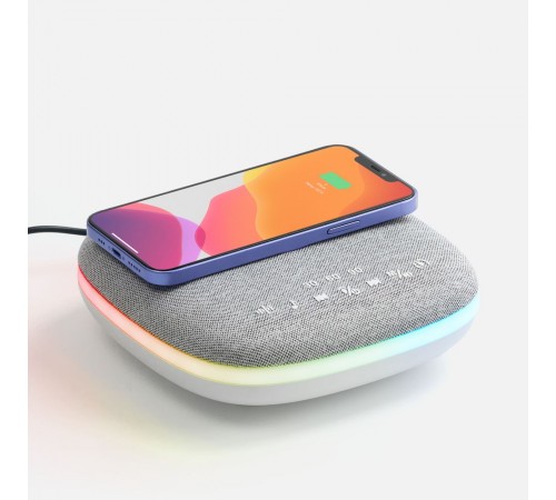 Bluetooth-колонка с беспроводной зарядкой и подсветкой Terrafonic, серая