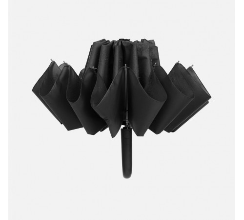 Зонт обратного сложения inLoop с ручкой-карабином, черный