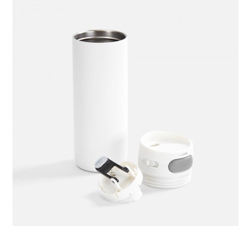 Термостакан X1 с цветной кнопкой, белый с серым