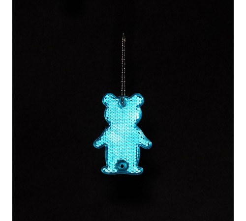 Пешеходный светоотражатель с цепочкой «Мишка», синий