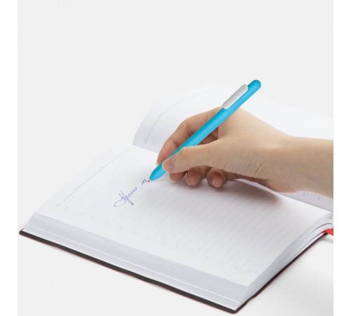 Ручка шариковая Swiper Soft Touch, голубая с белым