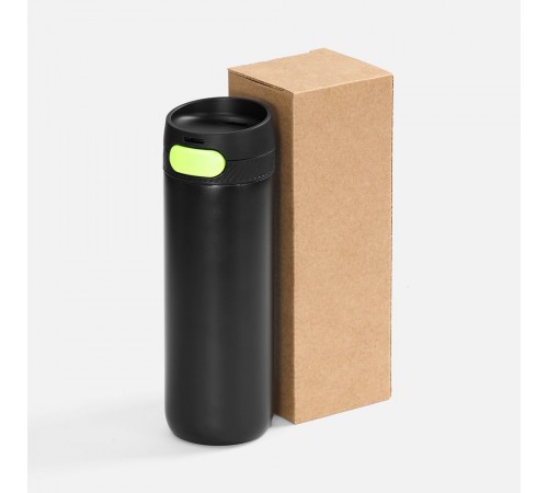 Термостакан X1 с цветной кнопкой, черный с желтым