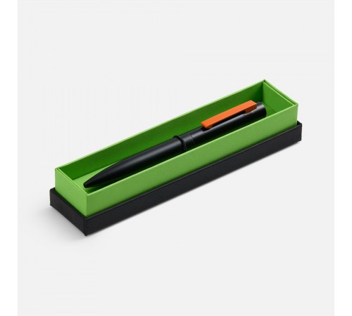 Ручка шариковая Inkolor в футляре, черная с оранжевым