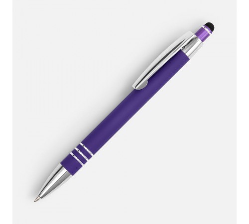 Ручка шариковая Sansen Soft Touch со стилусом, фиолетовая