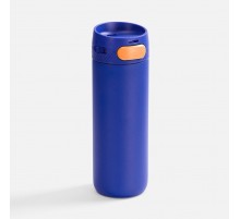 Термостакан X1 с цветной кнопкой, синий с оранжевым