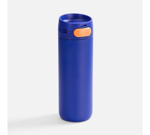 Термостакан X1 с цветной кнопкой, синий с оранжевым