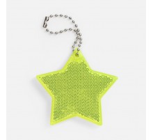 Пешеходный светоотражатель с цепочкой «Звезда», желтый неон
