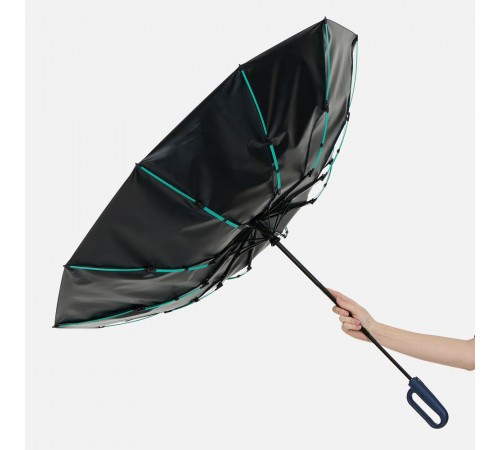 Зонт складной Skymate с УФ-защитой и ручкой-карабином, темно-синий