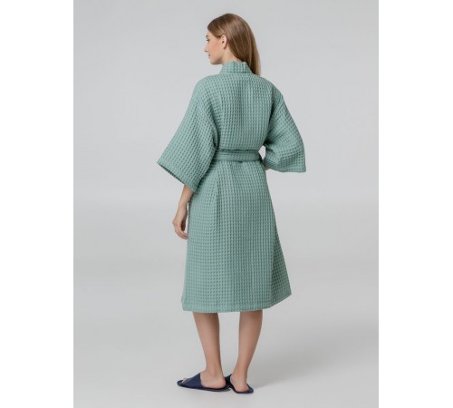 Халат вафельный женский Boho Kimono, зеленая мята
