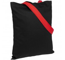 Холщовая сумка BrighTone, черная с красными ручками