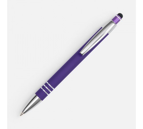 Ручка шариковая Sansen Soft Touch со стилусом, фиолетовая