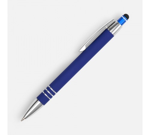 Ручка шариковая Sansen Soft Touch со стилусом, синяя