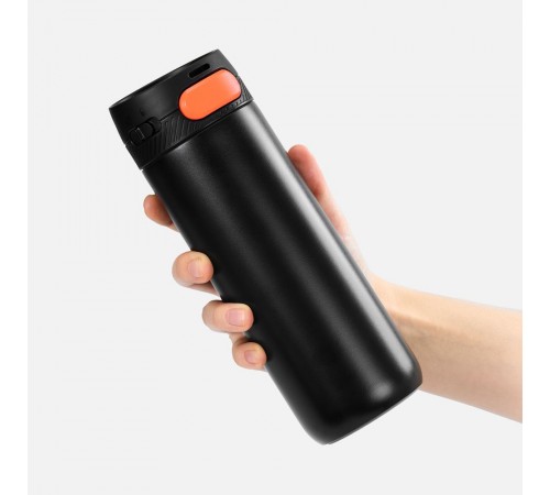 Термостакан X1 с цветной кнопкой, черный с оранжевым