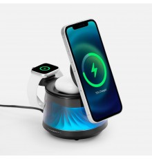 Bluetooth-колонка с подсветкой и беспроводной зарядкой Quantium, черная