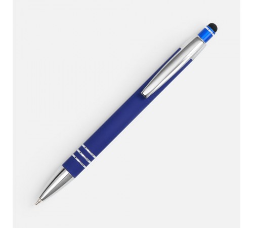 Ручка шариковая Sansen Soft Touch со стилусом, синяя