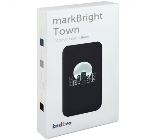 Аккумулятор с подсветкой markBright Town, 5000 мАч, черный