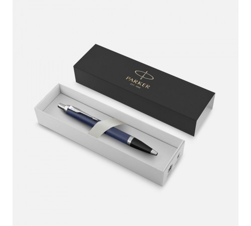Ручка шариковая Parker IM Core Matte Blue CT, темно-синяя с черным